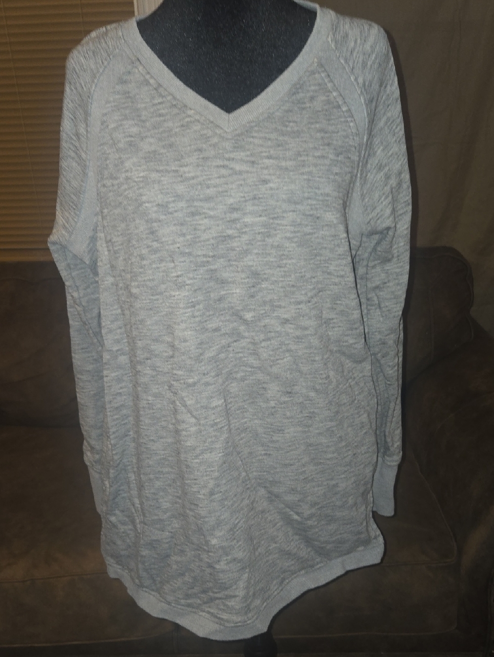 Duluth Trading Co Light Gray Women's V-Neck Sweater